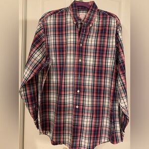 Brooks Brothers Classic Men's Plaid Shirt - Red and Blue Size Large